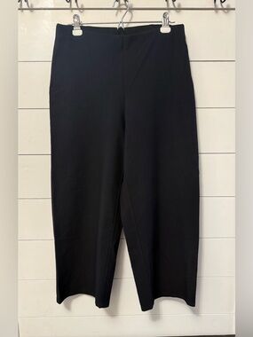 EILEEN FISHER Wide Leg Cropped Pants Washable Stretch Crepe Black Medium Capsule